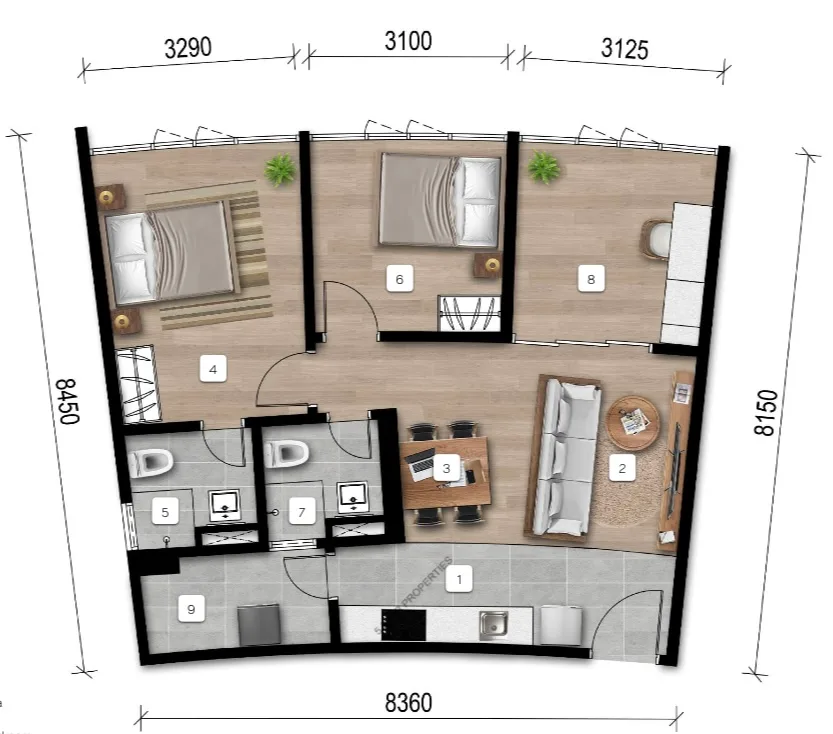 City View, Type 2BR+S, Lift Level 15, Tower MG