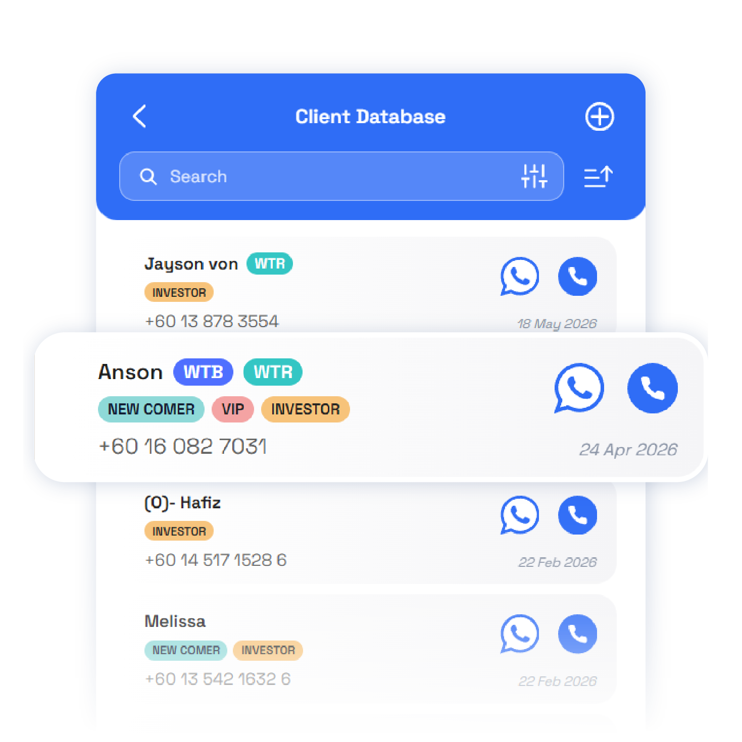 iAgentMY client database interface