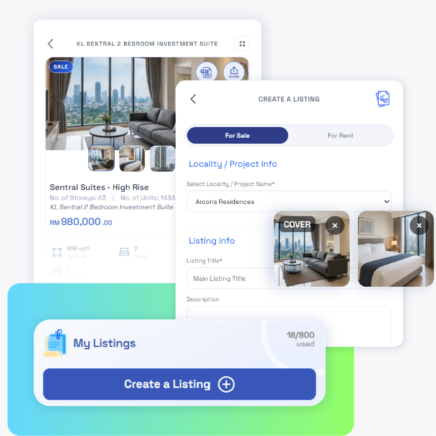 iAgentMY listing management interface
