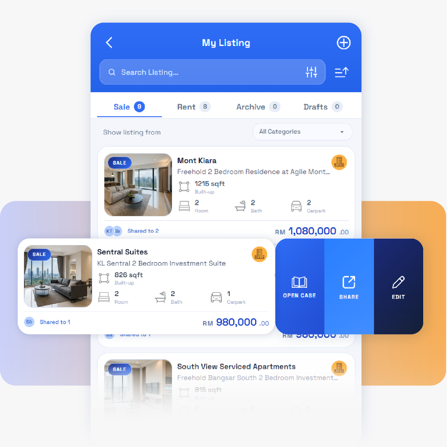 iAgentMY listing management interface
