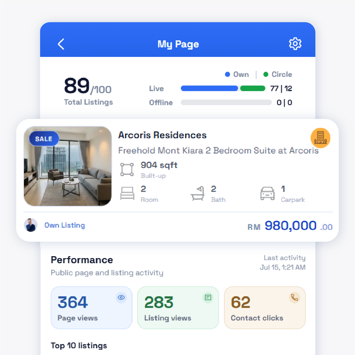 iAgentMY personal property page interface