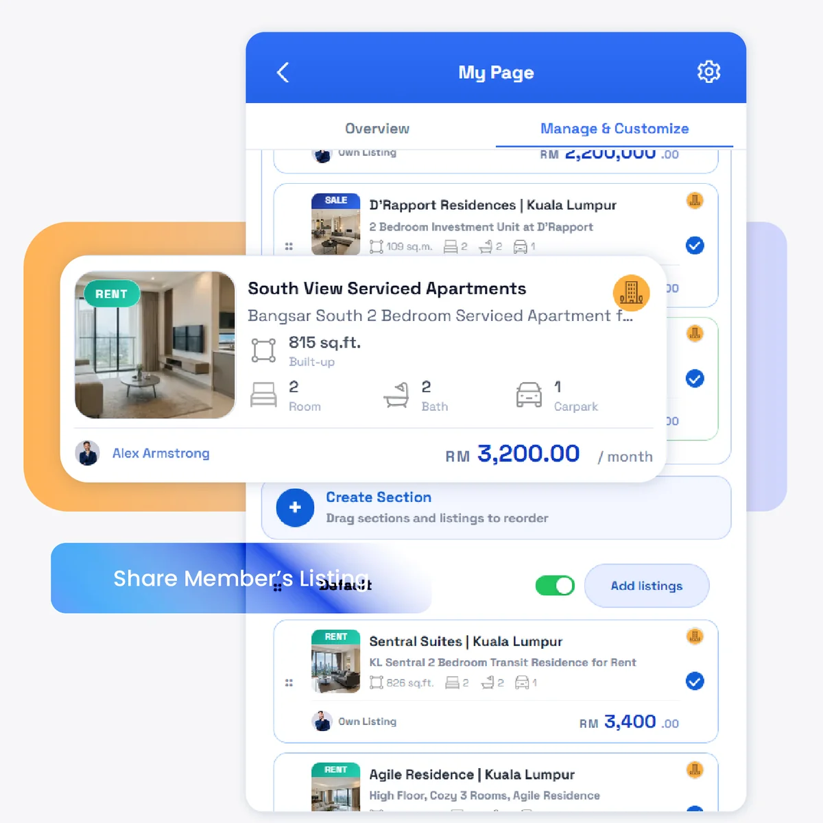 iAgentMY personal property page interface